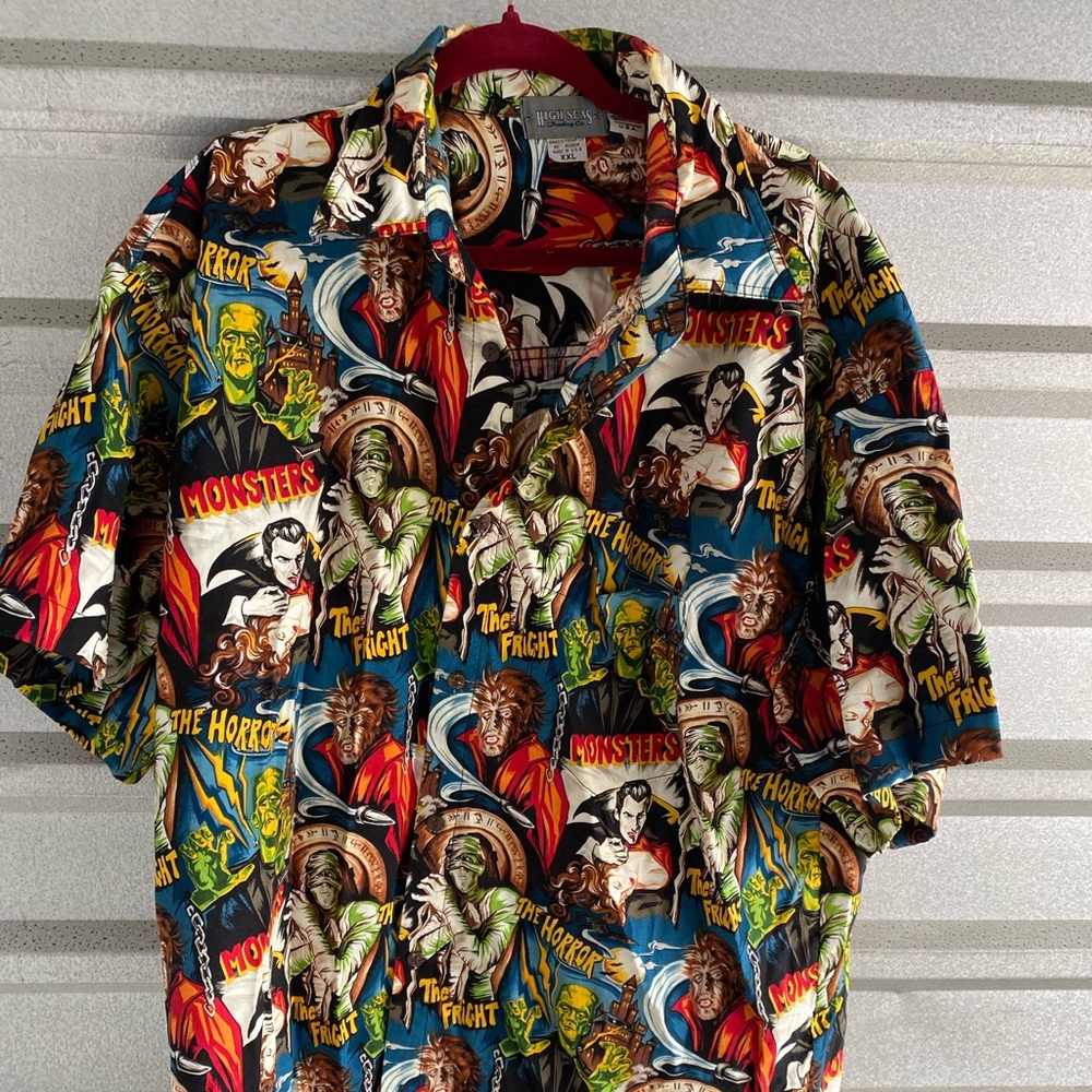 Classic Horror Monsters Button Down XXL